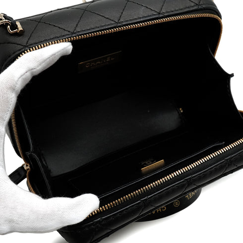 CHANEL CAMERA BAG WITH MIRROR MATELASSE CHAIN SHOULDER BAG BLACK LAMBSKIN GOLD HARDWARE 90343015
