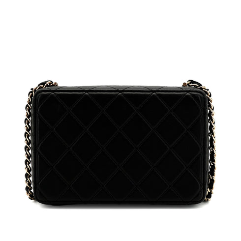CHANEL CAMERA BAG WITH MIRROR MATELASSE CHAIN SHOULDER BAG BLACK LAMBSKIN GOLD HARDWARE 90343015