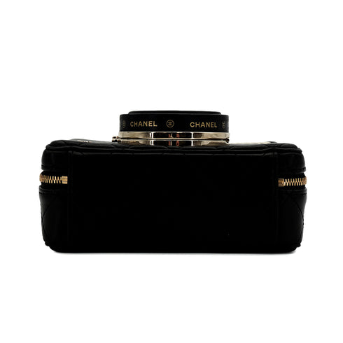 CHANEL CAMERA BAG WITH MIRROR MATELASSE CHAIN SHOULDER BAG BLACK LAMBSKIN GOLD HARDWARE 90343015