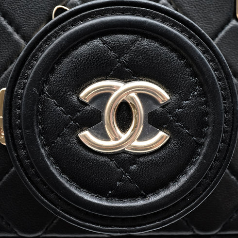 CHANEL CAMERA BAG WITH MIRROR MATELASSE CHAIN SHOULDER BAG BLACK LAMBSKIN GOLD HARDWARE 90343015