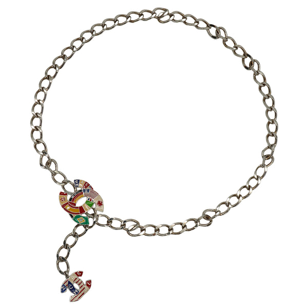 CHANEL CHAIN BELT COCOMARK CHARM MULTI COLOR SILVER 03A ACCESSORY 90338372