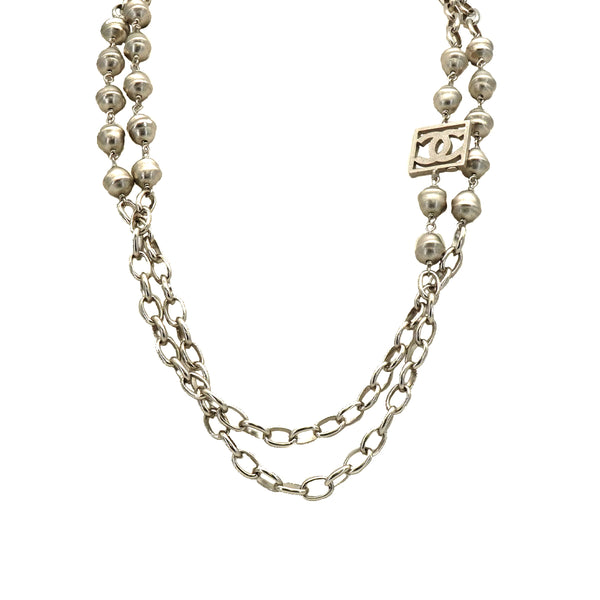 CHANEL CHAIN NECKLACE COCOMARK SILVER ACCESSORY 03A 90338371