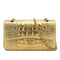 CHANEL CHAIN SHOULDER BAG GOLD CROCODILE EMBOSSED GOLD HARDWARE 90321015