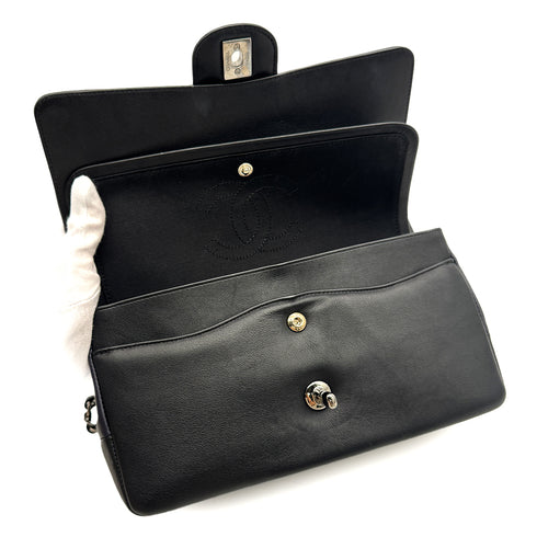 CHANEL CHAIN SHOULDER BAG NAVY BLACK LEATHER RUTHENIUM HARDWARE 90317881
