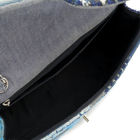 CHANEL CHAIN SHOULDER BAG PATCHWORK MULTICOLOR LEATHER DENIM TWEED SILVER HARDWARE 90347684
