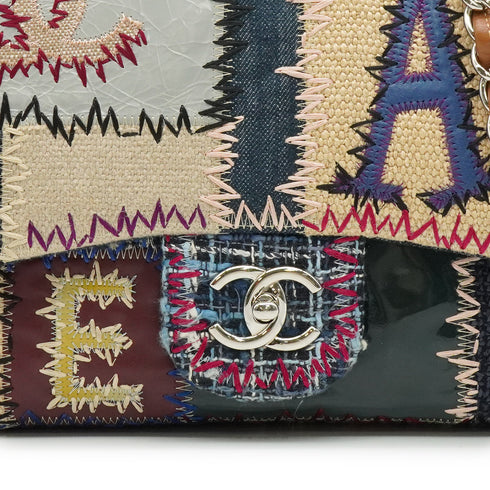 CHANEL CHAIN SHOULDER BAG PATCHWORK MULTICOLOR LEATHER DENIM TWEED SILVER HARDWARE 90347833