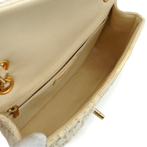 CHANEL CHAIN SHOULDER BAG PATCHWORK BEIGE TWEED GOLD HARDWARE 90344451