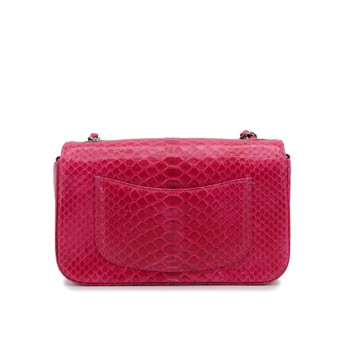 CHANEL CHAIN SHOULDER BAG PINK PYTHON SILVER HARDWARE 90319591