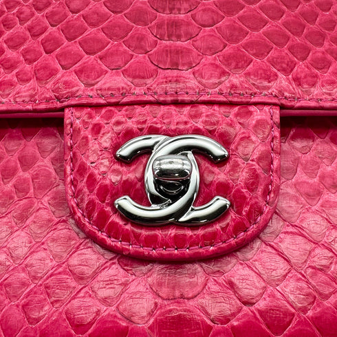 CHANEL CHAIN SHOULDER BAG PINK PYTHON SILVER HARDWARE 90319591