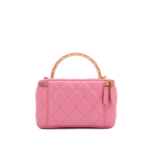 CHANEL MATELASSE VANITY CHAIN SHOULDER HAND BAG PINK LAMB SKIN 90332917
