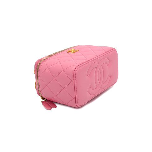 CHANEL MATELASSE VANITY CHAIN SHOULDER HAND BAG PINK LAMB SKIN 90332917