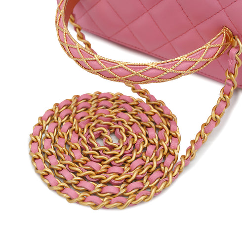CHANEL MATELASSE VANITY CHAIN SHOULDER HAND BAG PINK LAMB SKIN 90332917