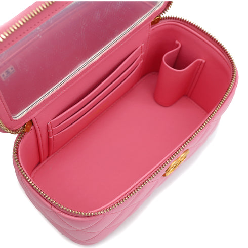 CHANEL MATELASSE VANITY CHAIN SHOULDER HAND BAG PINK LAMB SKIN 90332917