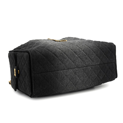 CHANEL CHANEL25 CHAIN SHOULDER BAG BLACK DENIM GOLD HARDWARE 90331857