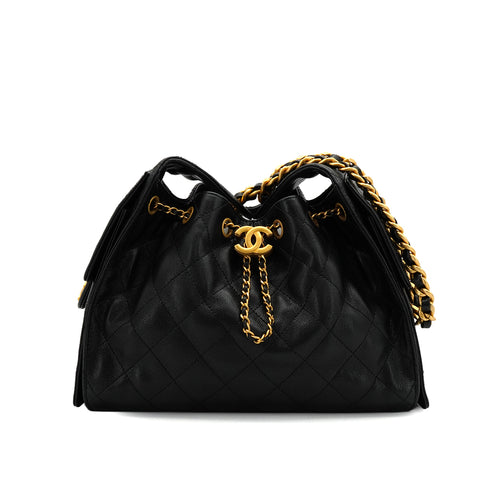 CHANEL CHANEL 25 CHAIN SHOULDER BAG BLACK CAVIAR SKIN GOLD HARDWARE 90336789