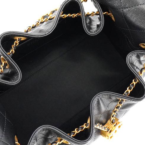CHANEL CHANEL 25 CHAIN SHOULDER BAG BLACK CAVIAR SKIN GOLD HARDWARE 90336789
