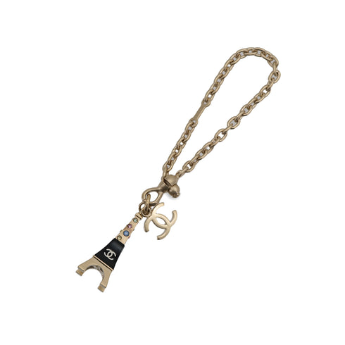 CHANEL CHARM EIFFEL TOWER COCOMARK RHINESTONE CHAMPAGNE GOLD ACCESSORY 06C 90314383