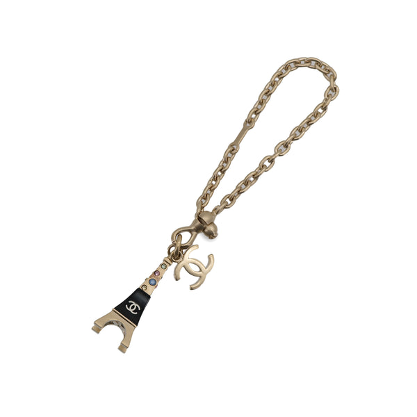 CHANEL CHARM EIFFEL TOWER COCOMARK RHINESTONE CHAMPAGNE GOLD ACCESSORY 06C 90314383