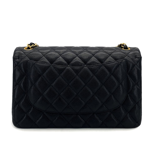 CHANEL CLASSIC FLAP JUMBO CHAIN SHOULDER BAG BLACK CAVIAR SKIN GOLD HARDWARE 90323977