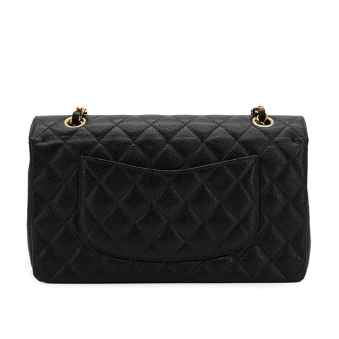 VINTEGE CHANEL CLASSIC FLAP MEDIUM CHAIN SHOULDER BAG BLACK CAVIAR SKIN GOLD HARDWARE 90335591