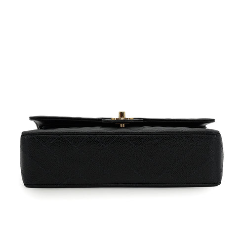 VINTEGE CHANEL CLASSIC FLAP MEDIUM CHAIN SHOULDER BAG BLACK CAVIAR SKIN GOLD HARDWARE 90335591