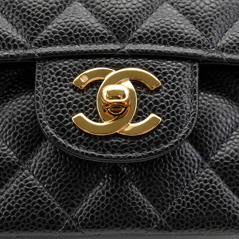 VINTEGE CHANEL CLASSIC FLAP MEDIUM CHAIN SHOULDER BAG BLACK CAVIAR SKIN GOLD HARDWARE 90335591