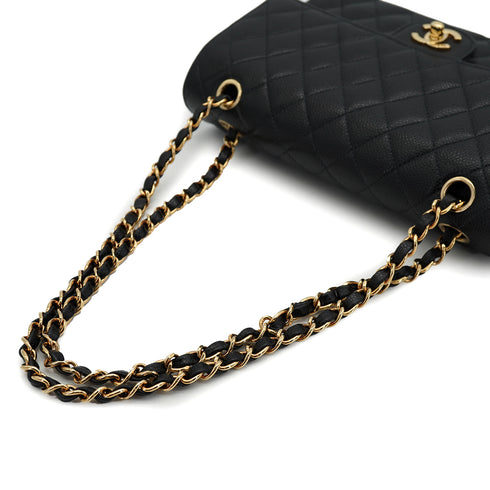 VINTEGE CHANEL CLASSIC FLAP MEDIUM CHAIN SHOULDER BAG BLACK CAVIAR SKIN GOLD HARDWARE 90335591