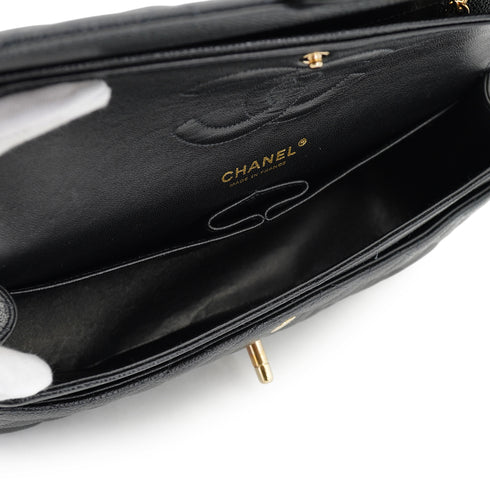 VINTEGE CHANEL CLASSIC FLAP MEDIUM CHAIN SHOULDER BAG BLACK CAVIAR SKIN GOLD HARDWARE 90335591