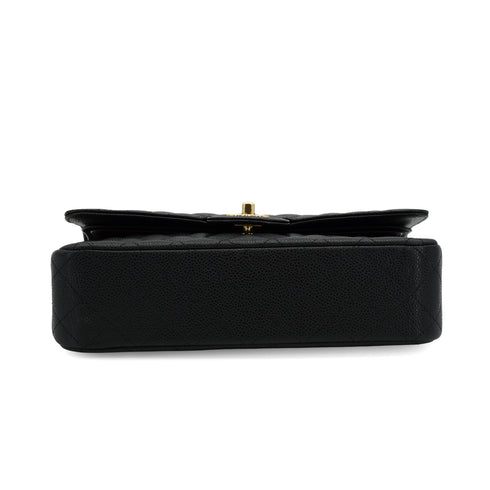 CHANEL CLASSIC FLAP MEDIUM CHAIN SHOULDER BAG BLACK CAVIAR SKIN GOLD HARDWARE 90335604