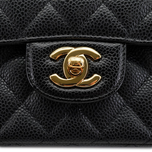 CHANEL CLASSIC FLAP MEDIUM CHAIN SHOULDER BAG BLACK CAVIAR SKIN GOLD HARDWARE 90335604