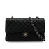 CHANEL CLASSIC FLAP MEDIUM CHAIN SHOULDER BAG BLACK CAVIAR SKIN SILVER HARDWARE 90341915