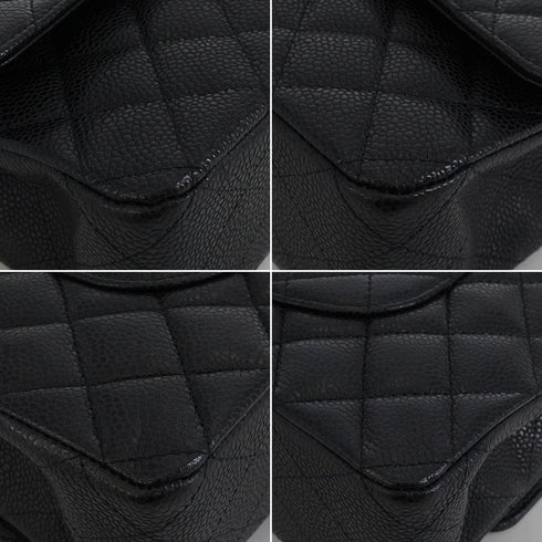 CHANEL CLASSIC FLAP MEDIUM CHAIN SHOULDER BAG BLACK CAVIAR SKIN SILVER HARDWARE 90341915