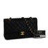 CHANEL CLASSIC FLAP MEDIUM CHAIN SHOULDER BAG BLACK LAMB SKIN GOLD HARDWARE 90341885