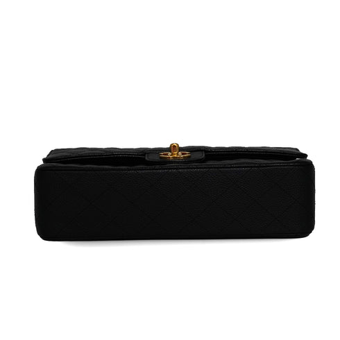 CHANEL CLASSIC FLAP MEDIUM CHAIN SHOULDER BAG BLACK LAMB SKIN GOLD HARDWARE 90341885