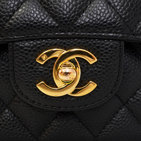 CHANEL CLASSIC FLAP MEDIUM CHAIN SHOULDER BAG BLACK LAMB SKIN GOLD HARDWARE 90341885
