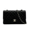 CHANEL CLASSIC FLAP MEDIUM CHAIN SHOULDER BAG BLACK LAMB SKIN SILVER HARDWARE 90343944