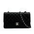 CHANEL CLASSIC FLAP MEDIUM CHAIN SHOULDER BAG BLACK LAMB SKIN SILVER HARDWARE 90343944