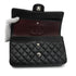 CHANEL CLASSIC FLAP MEDIUM CHAIN SHOULDER BAG BLACK LAMB SKIN SILVER HARDWARE 90343944