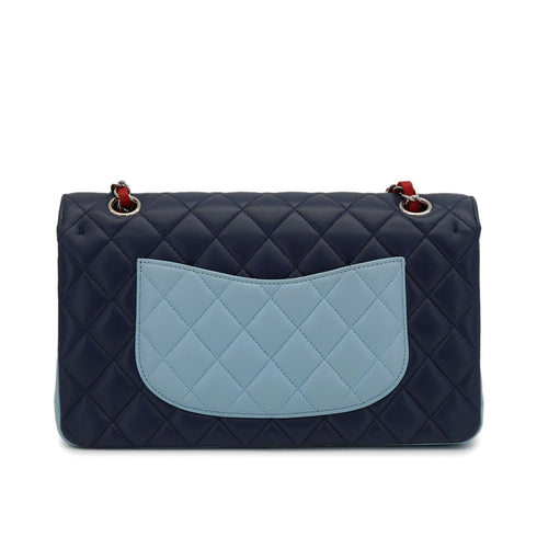 CHANEL CLASSIC FLAP MEDIUM CHAIN SHOULDER BAG MULTICOLOR LAMB SKIN SILVER HARDWARE 90347768