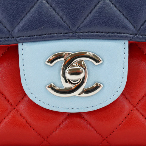 CHANEL CLASSIC FLAP MEDIUM CHAIN SHOULDER BAG MULTICOLOR LAMB SKIN SILVER HARDWARE 90347768