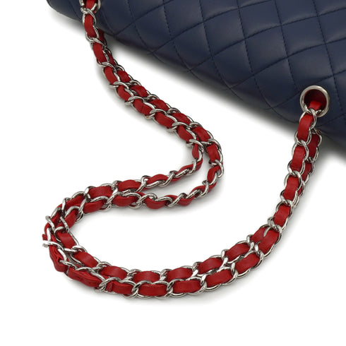 CHANEL CLASSIC FLAP MEDIUM CHAIN SHOULDER BAG MULTICOLOR LAMB SKIN SILVER HARDWARE 90347768