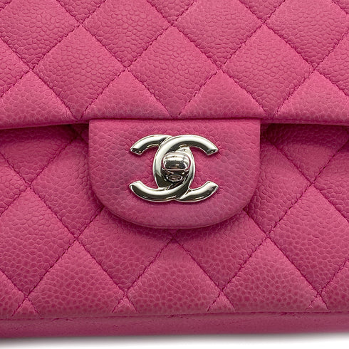 CHANEL CLASSIC FLAP MEDIUM CHAIN SHOULDER BAG PINK CAVIAR SKIN SILVER HARDWARE 90322284