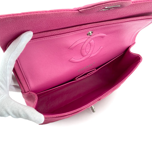 CHANEL CLASSIC FLAP MEDIUM CHAIN SHOULDER BAG PINK CAVIAR SKIN SILVER HARDWARE 90322284