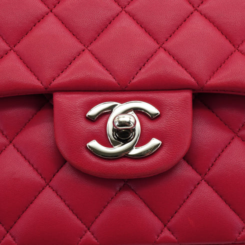 CHANEL CLASSIC FLAP MEDIUM CHAIN SHOULDER BAG PINK LAMB SKIN SILVER HARDWARE 90336794
