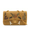 CHANEL CLASSIC FLAP MEDIUM CHAIN SHOULDER BAG RAFFIA MIRROR METALLIC GOLD LAMB SKIN GOLD HARDWARE 90347161