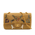 CHANEL CLASSIC FLAP MEDIUM CHAIN SHOULDER BAG RAFFIA MIRROR METALLIC GOLD LAMB SKIN GOLD HARDWARE 90347161