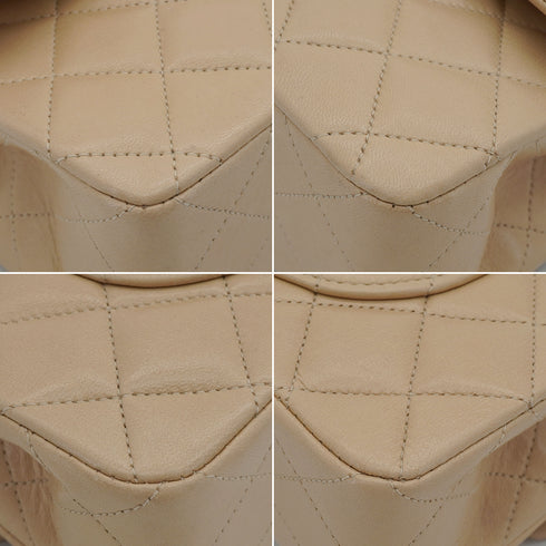 VINTAGE CHANEL CLASSIC FLAP SMALL CHAIN SHOULDER BAG BEIGE LAMB SKIN GOLD HARDWARE 90348484
