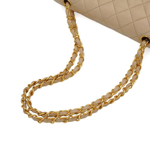 VINTAGE CHANEL CLASSIC FLAP SMALL CHAIN SHOULDER BAG BEIGE LAMB SKIN GOLD HARDWARE 90348484