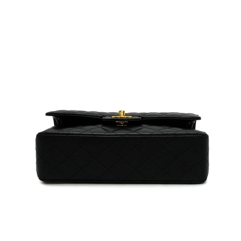 CHANEL CLASSIC FLAP SMALL CHAIN SHOULDER BAG BLACK CAVIR SKIN GOLD HARDWARE 90348530