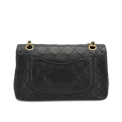 CHANEL CLASSIC FLAP SMALL CHAIN SHOULDER BAG BLACK LAMB SKIN GOLD HARDWARE 90334870